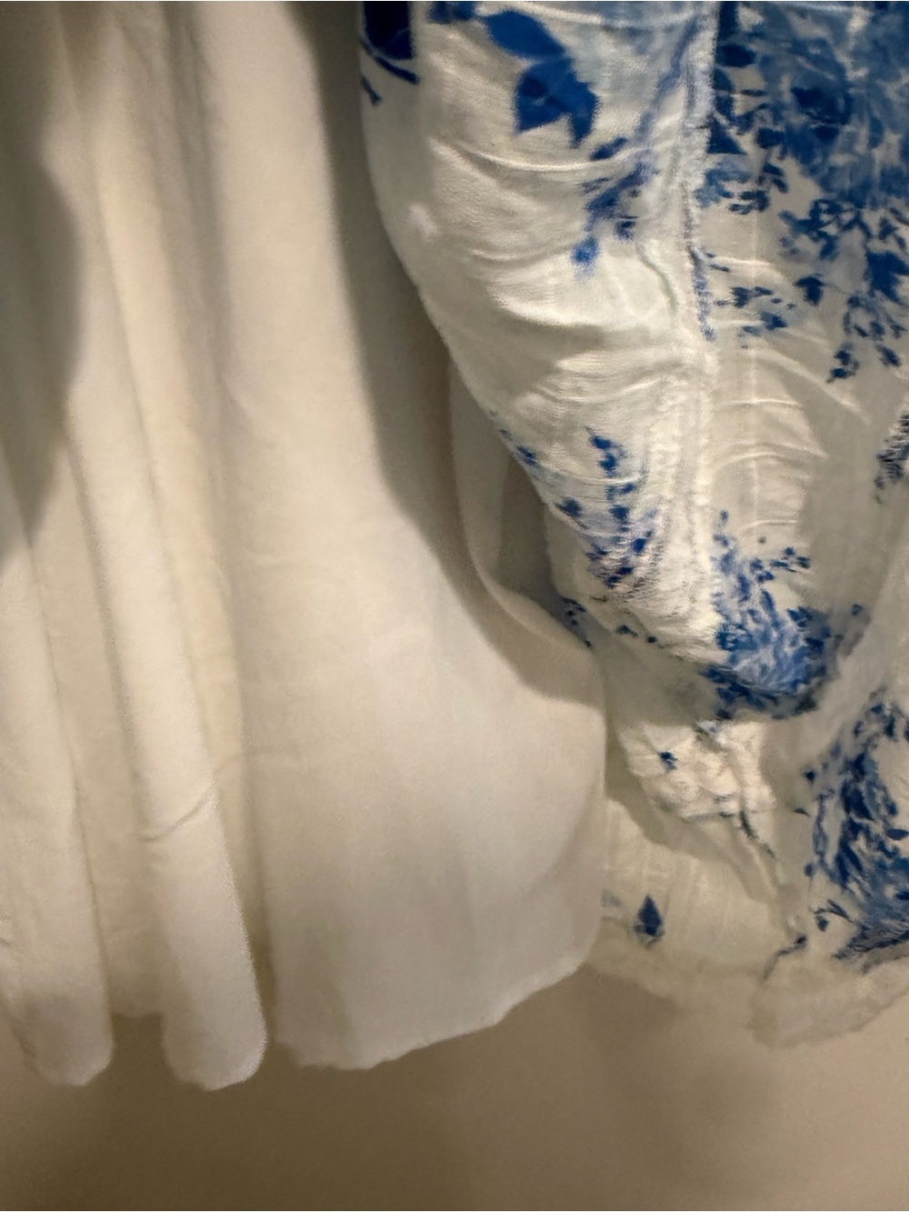 Pookie & Sebastian White Blue Floral Cotton Mini Dress Smocked Back Size L - Picture 6 of 15